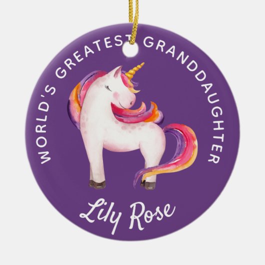 Grandtochter Unicorn Girly Personalisiert Keramik Ornament (Vorne)
