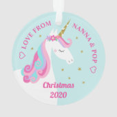 Grandtochter Unicorn Gold Glitzer Stars Aqua Ornament (Rückseite)