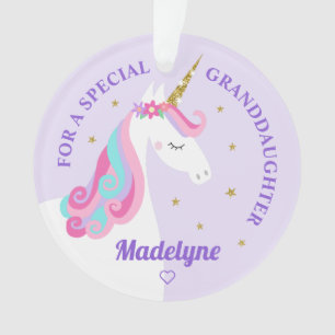 Grandtochter Unicorn Gold Glitzer Stars Lila Ornament