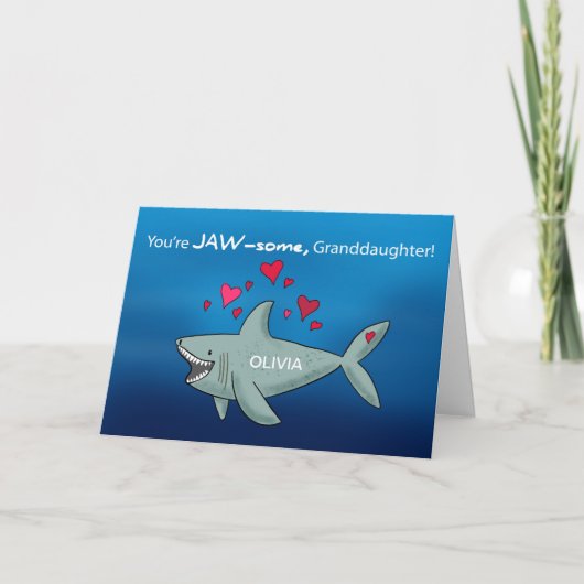Grandtochter Valentinstag Shark Karte (Vorderseite)