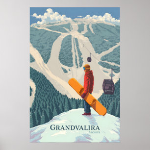Grandvalira Andorra Snowboarden Reiseplakat Poster