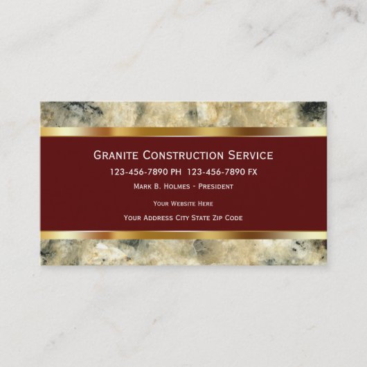 Granit-Baugewerbe-Karten Visitenkarte (Vorderseite)