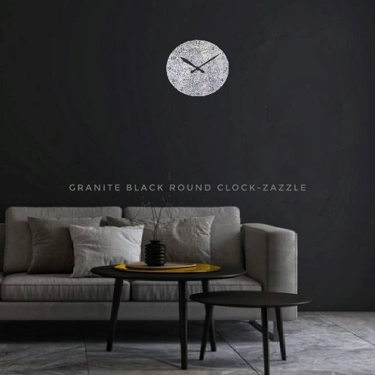 Granit Black Runde Wanduhr
