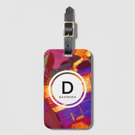 Granit Dünne Sektion Rocktextur Monogramm Gepäckanhänger (Vorderseite Vertikal)