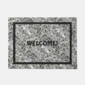Granit-Felsen-Weiß mit schwarzem Rahmen und Text Fußmatte (Vorderseite)