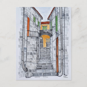 Granit Gebäude, Sartene   Korsika, Frankreich Postkarte