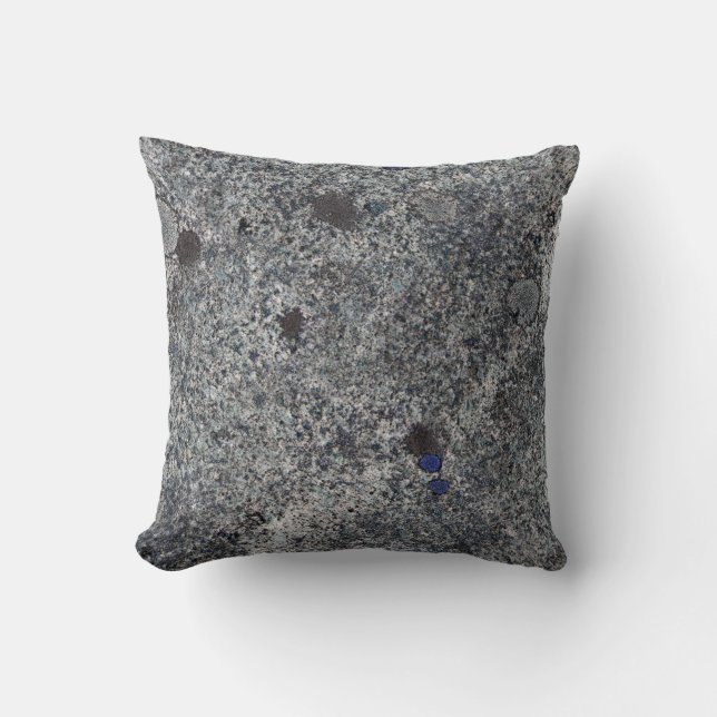 Granit-Grau mit blauem Detail Kissen (Vorderseite)