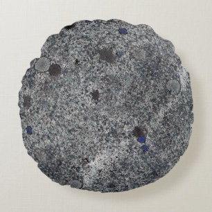 Granit-Grau mit blauen Details Rundes Kissen