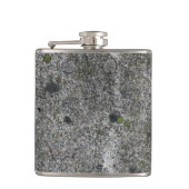 Granit-Grau mit grünem Moos Flachmann (Vorderseite)