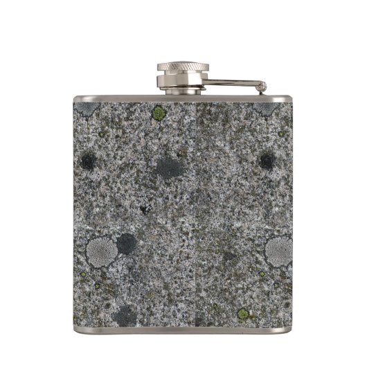 Granit-Grau mit grünem Moos Flachmann (Rückseite)