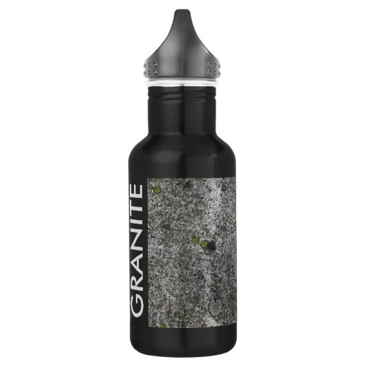 Granit-Grau mit Text Edelstahlflasche (Links)