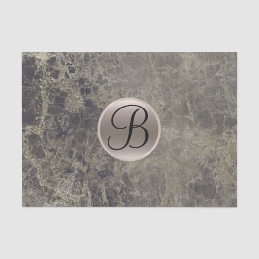 Granit Marmor Glam Monogramm Buchstabe Initial Seidenpapier (Vorderseite)
