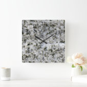 Granit Rock White mit schwarzen Ziffern Quadratische Wanduhr (Zuhause)