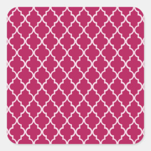 Granita Red, Fuchsia Hue & White Marokkanische Mus Quadratischer Aufkleber