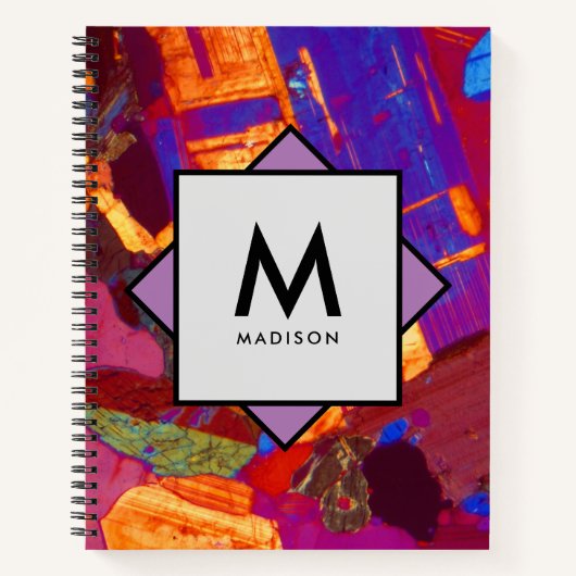 Granitdünner Abschnitt mit Name und Monogramm Notizblock (Vorderseite)