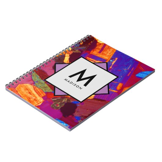 Granitdünner Abschnitt mit Name und Monogramm Notizblock (Linke Seite)