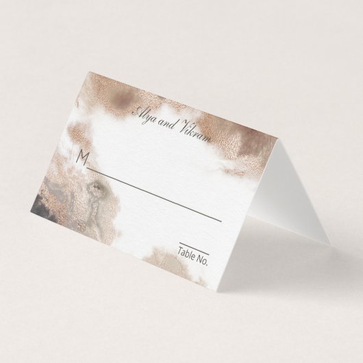 Granite & Gold Wedding Gästekarte (Vorderseite)