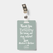 Granite Green Ring Bearer Security Abzeichen Ausweis (Rückseite mit Clip)