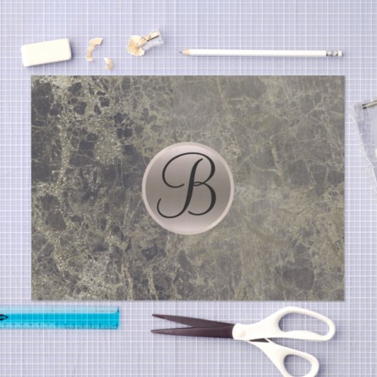 Granite Marble Glam Monogram Letter Initial Seidenpapier (Handwerk)