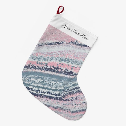 Granite Pink Blue Gray Marmor Slate Agate Stone Großer Weihnachtsstrumpf (Vorderansicht (hängend))