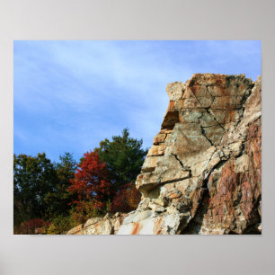 Granite Rock Cliff Fall Foliage Nature Poster