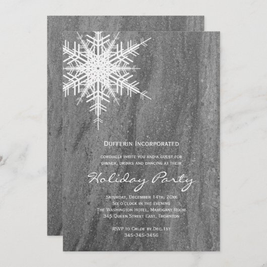 Granite & Snowflake Corporate Holiday Party einlad Einladung (Vorne/Hinten)