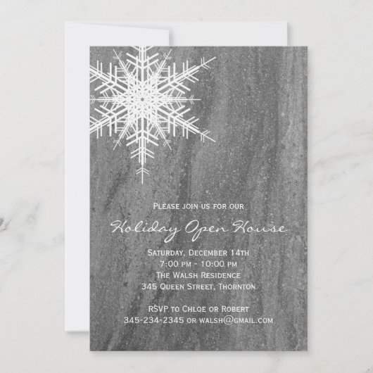 Granite & Snowflake Holiday Open House Einladung (Vorderseite)