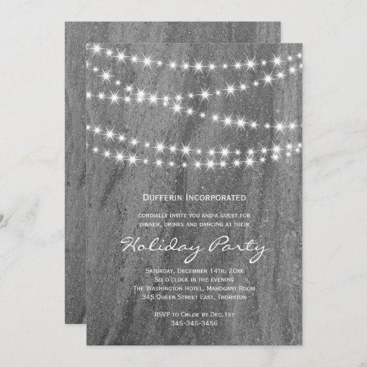 Granite & Twinkle Lights Corporate Holiday Party Einladung (Vorne/Hinten)