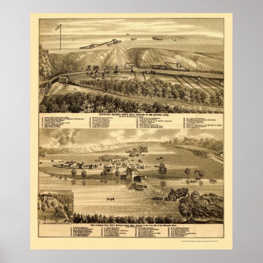 Granitfälle, MN Panoramablick - 1874 Poster (Vorne)