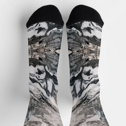 Granitfelsen in Schwarz, Weiß und Grau Socken (Oben)