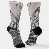 Granitfelsen in Schwarz, Weiß und Grau Socken (Gewinkelt)