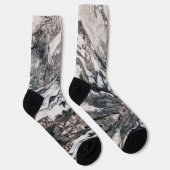 Granitfelsen in Schwarz, Weiß und Grau Socken (Rechts)