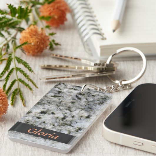 Granitfelsweiß mit Name Schlüsselanhänger (Vorderseite rechts)