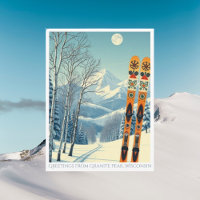 Granitgipfel, Skiurlaub in Wisconsin Postkarte