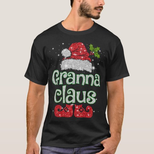 Granna Claus Santa Funny Christmas Pajama Matching T-Shirt (Vorderseite)