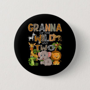Granna der wilden und zwei Zoo Safari Jungle Gebur Button