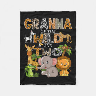 Granna der wilden und zwei Zoo Safari Jungle Gebur Fleecedecke