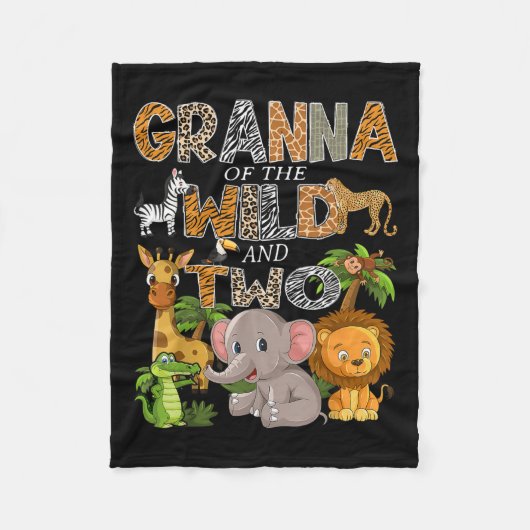 Granna der wilden und zwei Zoo Safari Jungle Gebur Fleecedecke (Vorderseite)