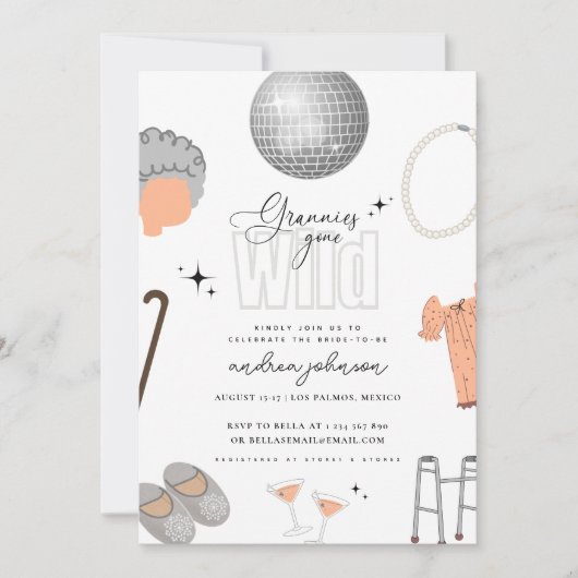 Grannies Gone Wild Hen Bachelorette Weekend Party Einladung (Vorderseite)