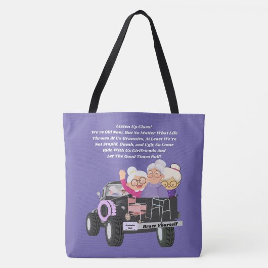 Grannies Ride Lila Schultertasche Tasche (Vorderseite)