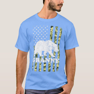 Granny Bear Camping Hiking Camouflage USA T-Shirt