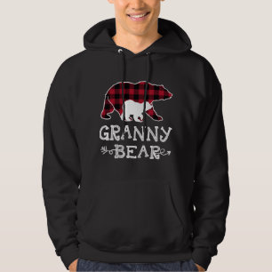 Granny Bear Christmas Pajama Red Kariert Buffalo F Hoodie