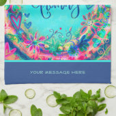 Granny Blue Hübsch Floral Hearts Personalisiert Geschirrtuch (Gefaltet)