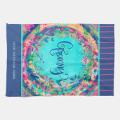 Granny Blue Hübsch Floral Hearts Personalisiert Geschirrtuch (Horizontal)