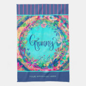Granny Blue Hübsch Floral Hearts Personalisiert Geschirrtuch (Vertikal)