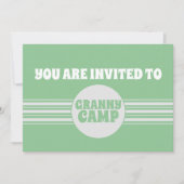 Granny Camp Retro Green gestreift Einladung (Vorderseite)