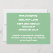 Granny Camp Retro Green gestreift Einladung (Rückseite)