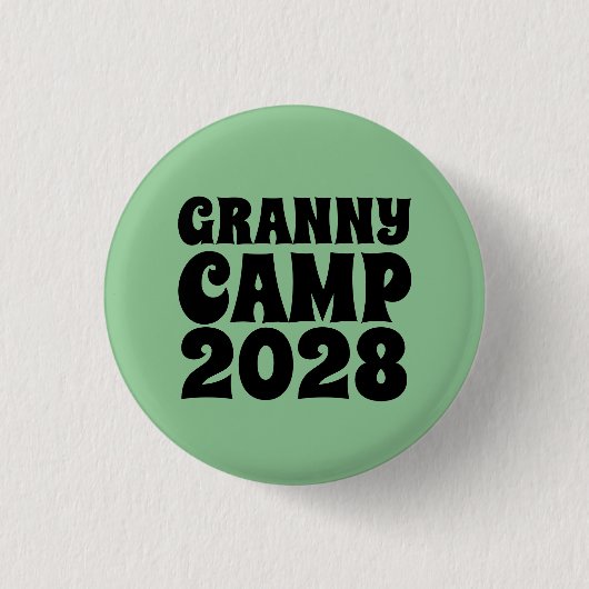 Granny Camp Retro Grüner Text Button (Vorderseite)
