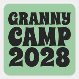 Granny Camp Retro Grüner Text Quadratischer Aufkleber