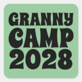 Granny Camp Retro Grüner Text Quadratischer Aufkleber (Vorderseite)